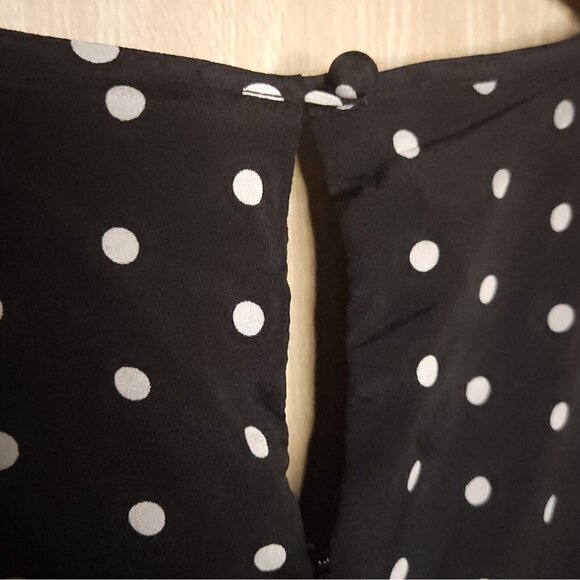 Talbots Petite Black White Polka-dot Sleeveless Flowy Dress 8P - Picture 3 of 9